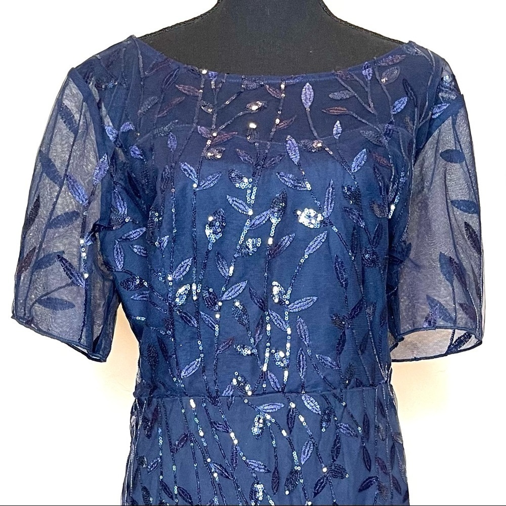 NWT Illusion Embroidered Sequin Mermaid Long Formal Evening Gown Dress 16/18 ?? - Picture 3 of 10